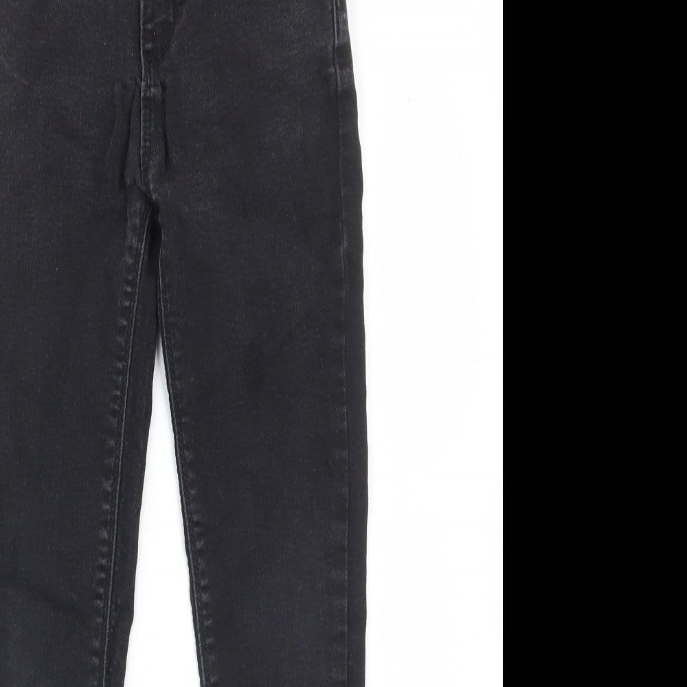 Denim & Co. Girls Black Cotton Skinny Jeans Size 8-9 Years L21 in Regular Zip - Pockets, Belt Loops