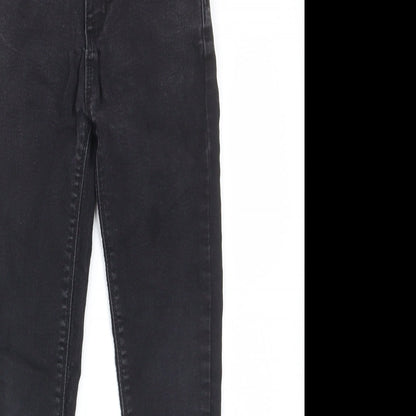 Denim & Co. Girls Black Cotton Skinny Jeans Size 8-9 Years L21 in Regular Zip - Pockets, Belt Loops