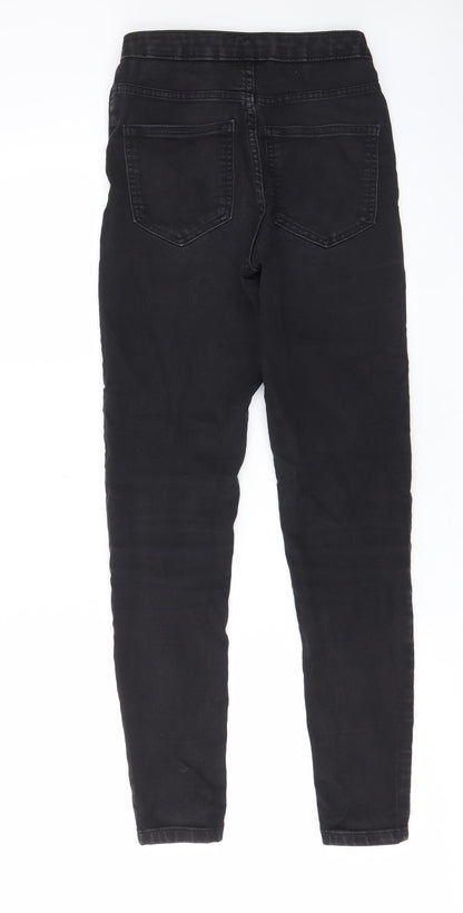 Marks and Womens Grey Cotton Skinny Jeans Size 8 L27 in Regular Zip - Pockets