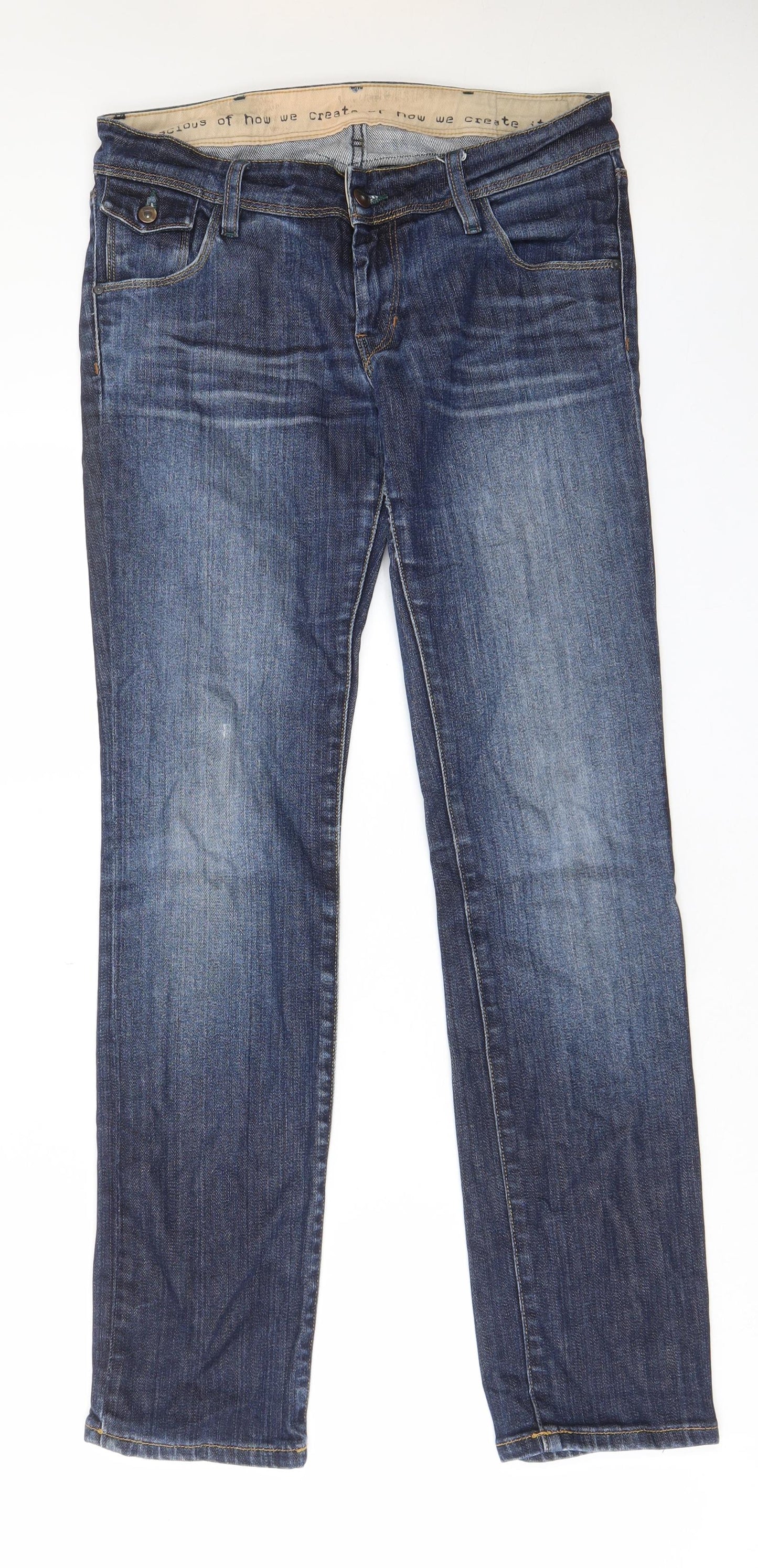 Kuyichi Mens Blue Cotton Straight Jeans Size 30 in L30 in Regular Zip - Pockets, Belt Loops