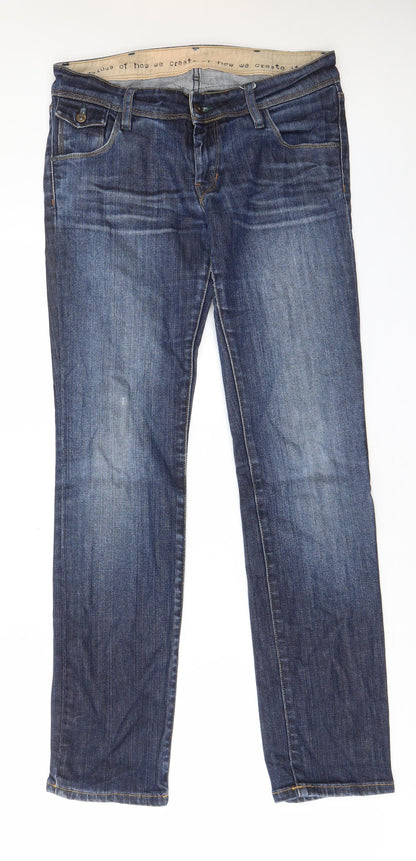Kuyichi Mens Blue Cotton Straight Jeans Size 30 in L30 in Regular Zip - Pockets, Belt Loops