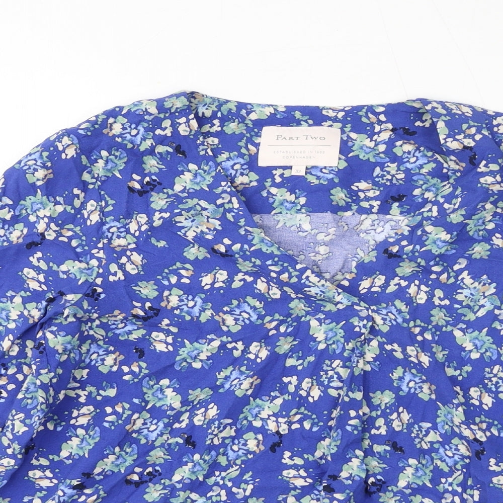 Womens UK Size 4 Part Two Blue Basic Blouse