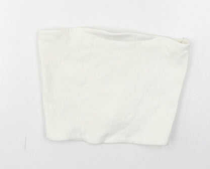 Womens UK Size L Zara White Cropped T-Shirt