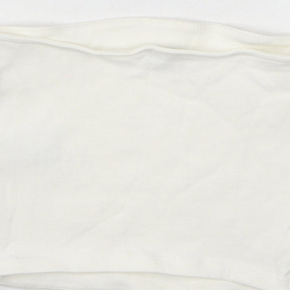 Womens UK Size L Zara White Cropped T-Shirt