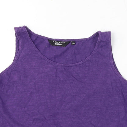 New Look Girls Purple Cotton Basic Tank Size 12-13 Years Round Neck Pullover - Lace Trim