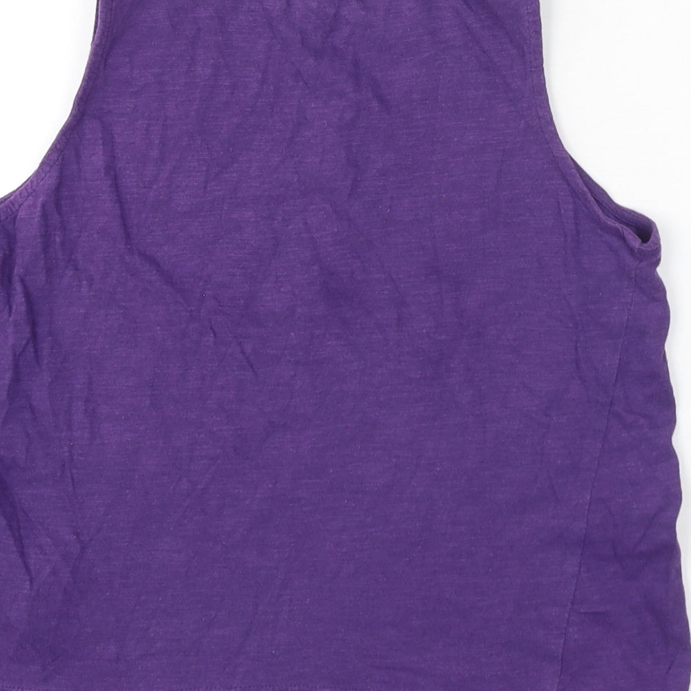 New Look Girls Purple Cotton Basic Tank Size 12-13 Years Round Neck Pullover - Lace Trim