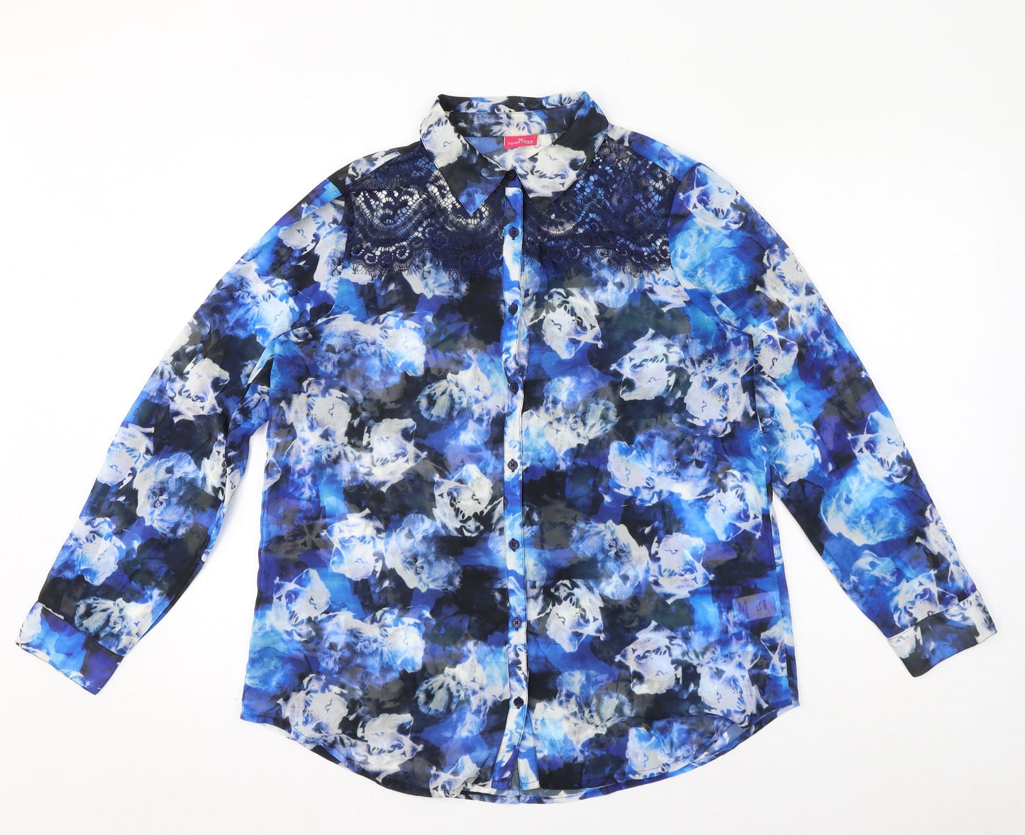 Womens UK Size 12 Together Blue Basic Button-Up