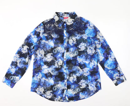 Womens UK Size 12 Together Blue Basic Button-Up
