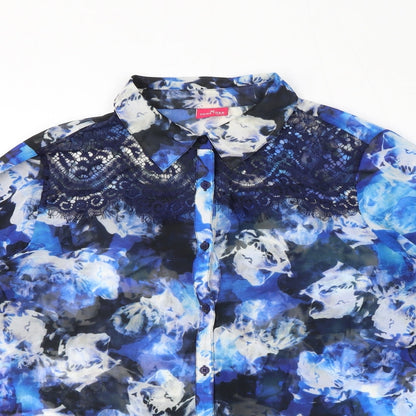 Womens UK Size 12 Together Blue Basic Button-Up