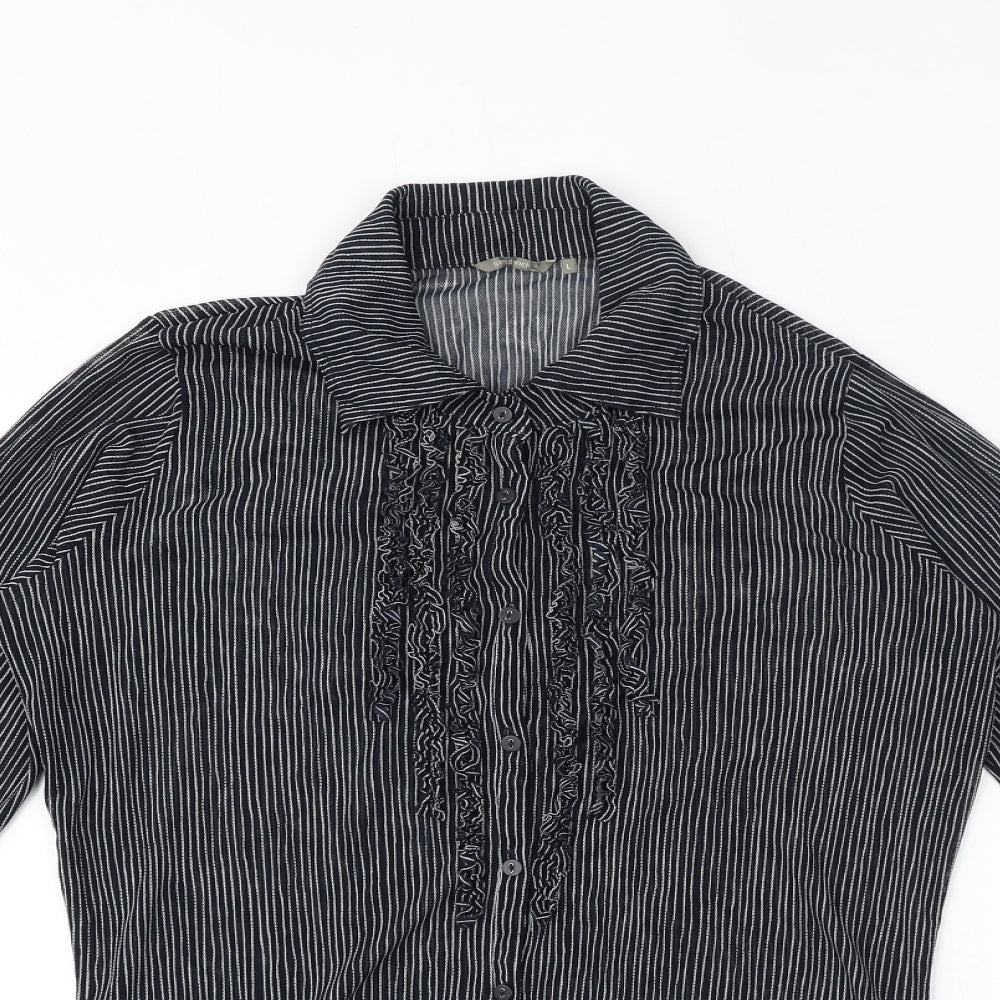Womens UK Size L Sandwich Blue Basic Blouse