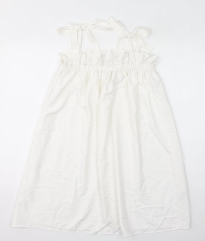 Missguided Womens White Polyester Mini Size 8 Square Neck Pullover