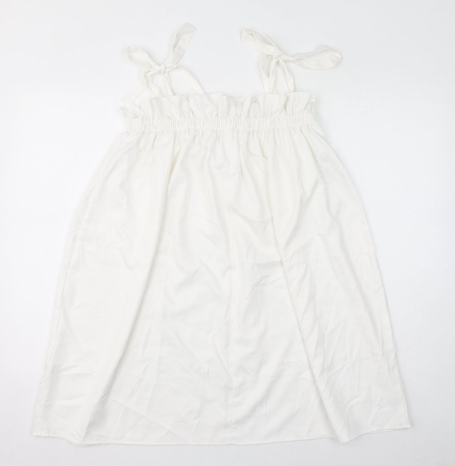 Missguided Womens White Polyester Mini Size 8 Square Neck Pullover