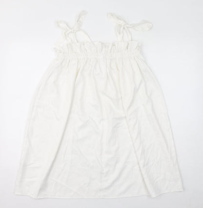 Missguided Womens White Polyester Mini Size 8 Square Neck Pullover