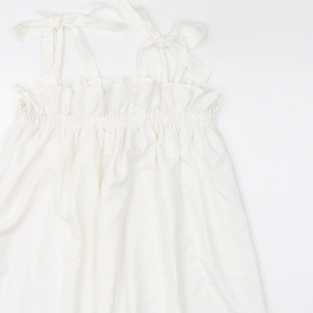 Missguided Womens White Polyester Mini Size 8 Square Neck Pullover