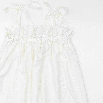 Missguided Womens White Polyester Mini Size 8 Square Neck Pullover