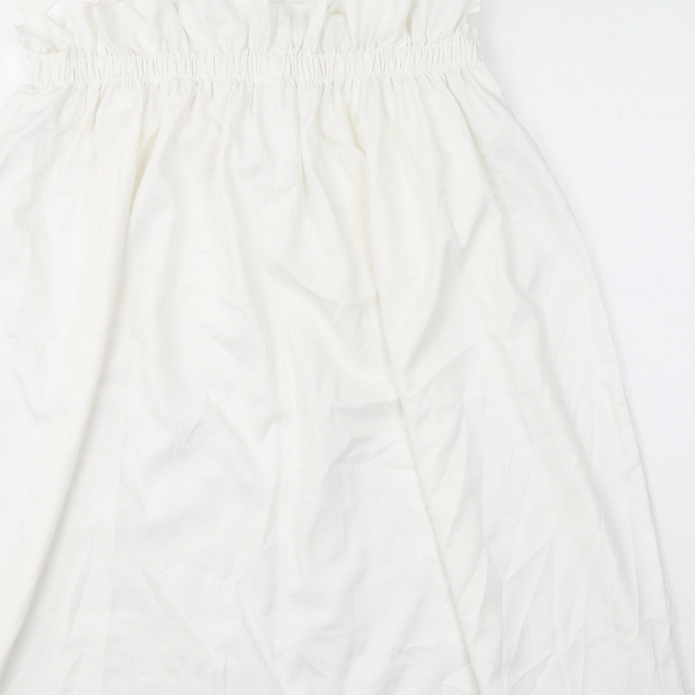 Missguided Womens White Polyester Mini Size 8 Square Neck Pullover