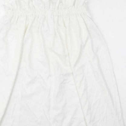 Missguided Womens White Polyester Mini Size 8 Square Neck Pullover