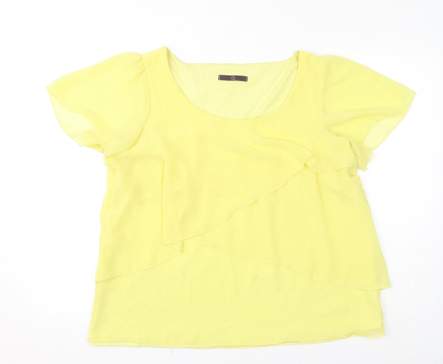 Evans Womens Yellow Polyester Basic T-Shirt Size 16 Scoop Neck
