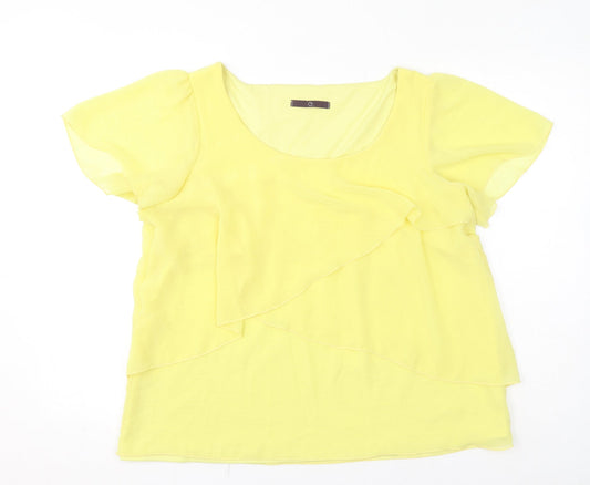 Evans Womens Yellow Polyester Basic T-Shirt Size 16 Scoop Neck