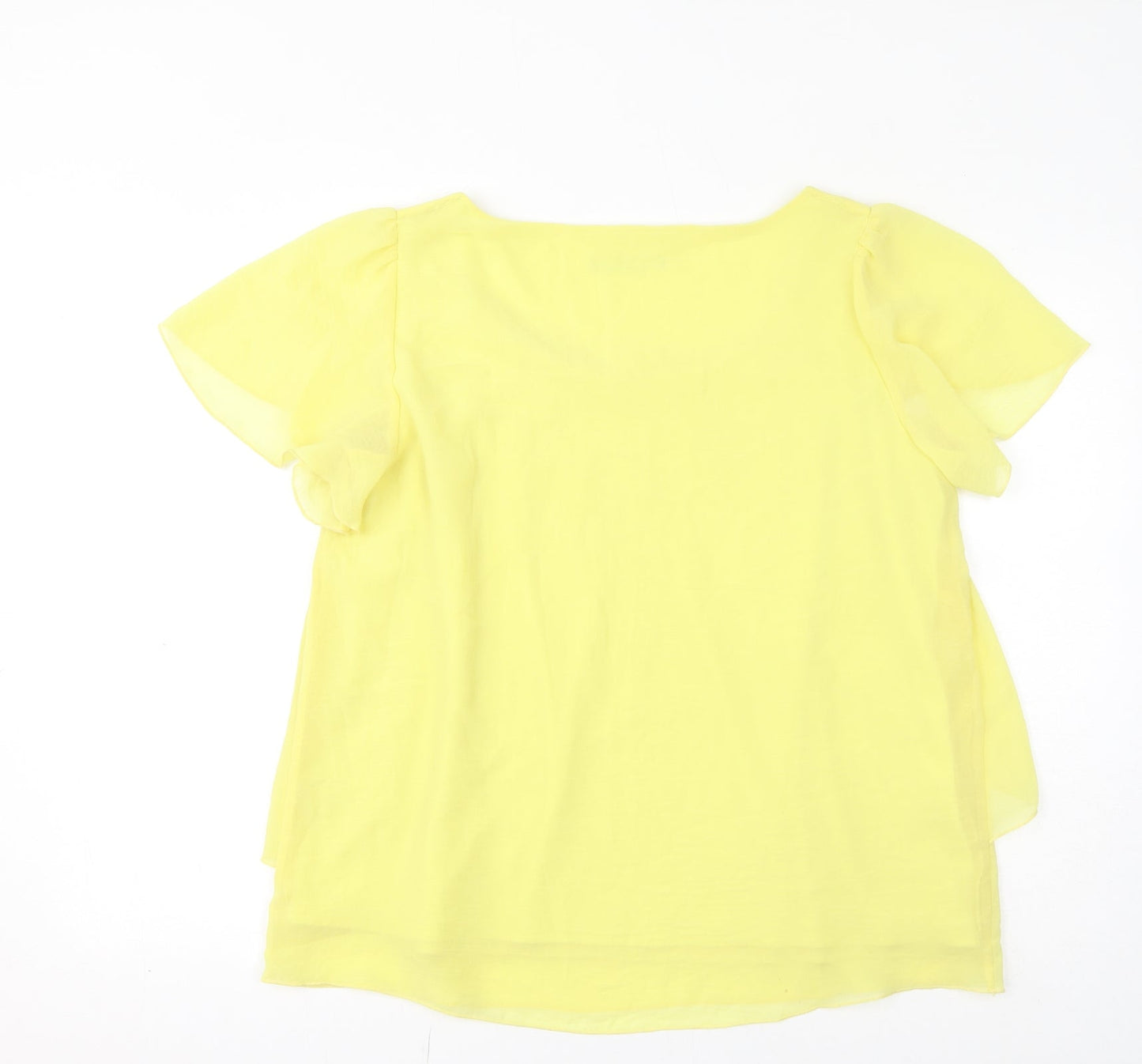 Evans Womens Yellow Polyester Basic T-Shirt Size 16 Scoop Neck