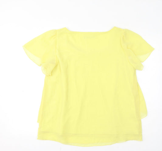 Evans Womens Yellow Polyester Basic T-Shirt Size 16 Scoop Neck
