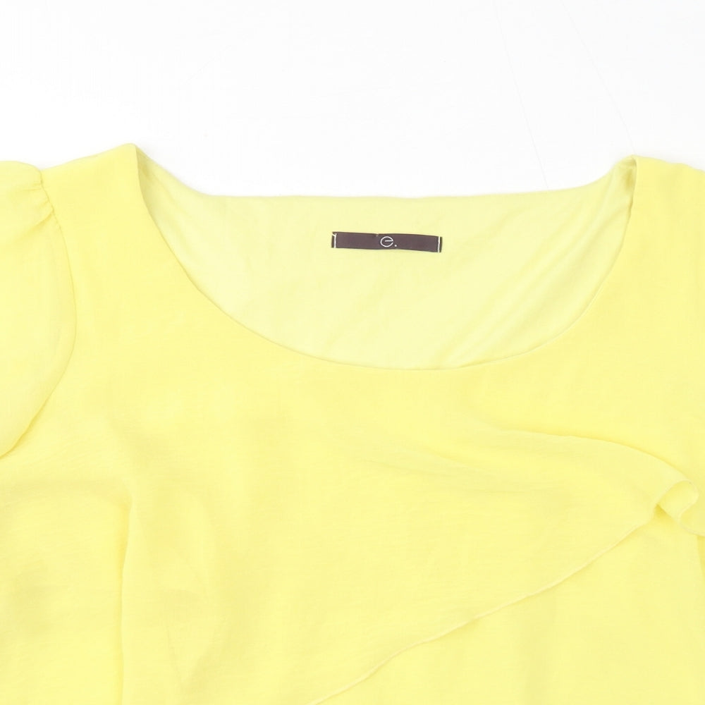 Evans Womens Yellow Polyester Basic T-Shirt Size 16 Scoop Neck