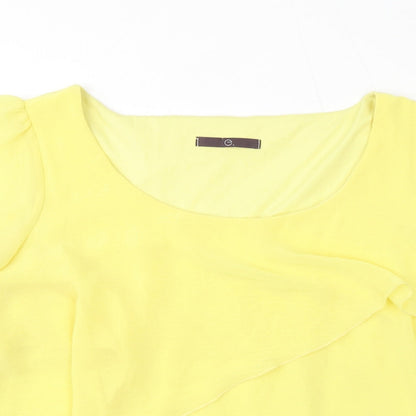 Evans Womens Yellow Polyester Basic T-Shirt Size 16 Scoop Neck