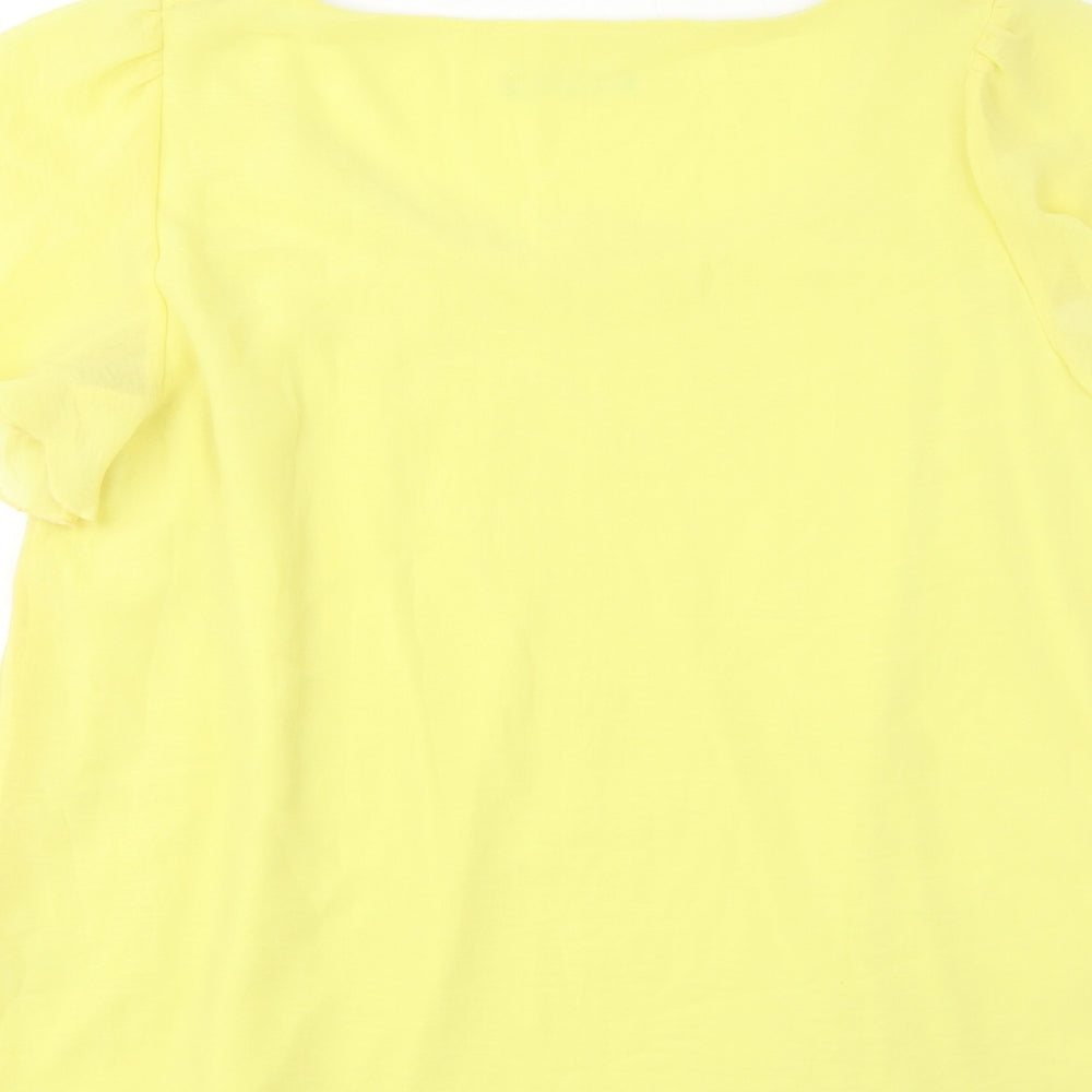 Evans Womens Yellow Polyester Basic T-Shirt Size 16 Scoop Neck