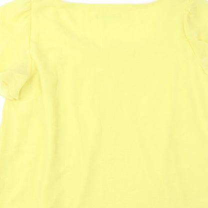 Evans Womens Yellow Polyester Basic T-Shirt Size 16 Scoop Neck