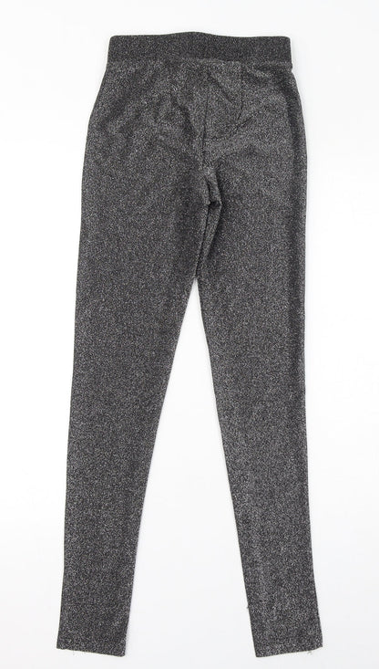 Body Flirt Womens Silver Polyester Capri Leggings Size XS L29 in - Glitter Elastic Waist