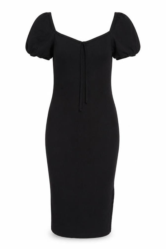 Nasty Gal Womens Black Polyester Bodycon Size 8 Sweetheart Pullover - Puff Sleeve