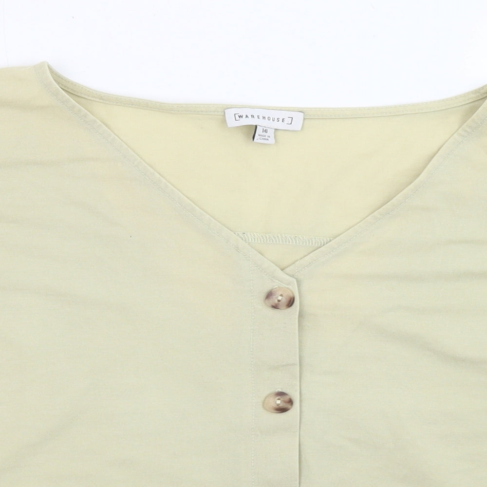 Womens UK Size 16 Warehouse Green Basic Blouse