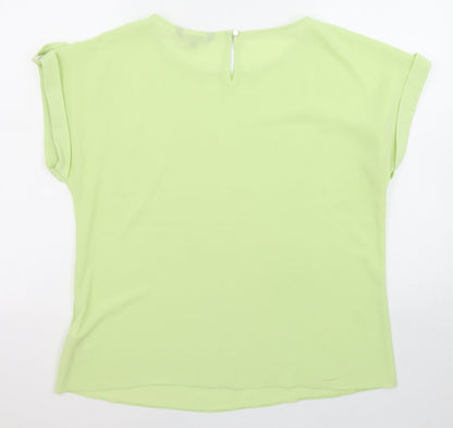 Bonmarché Womens Green Polyester Basic Blouse Size 14 Boat Neck