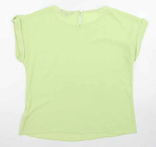 Bonmarché Womens Green Polyester Basic Blouse Size 14 Boat Neck