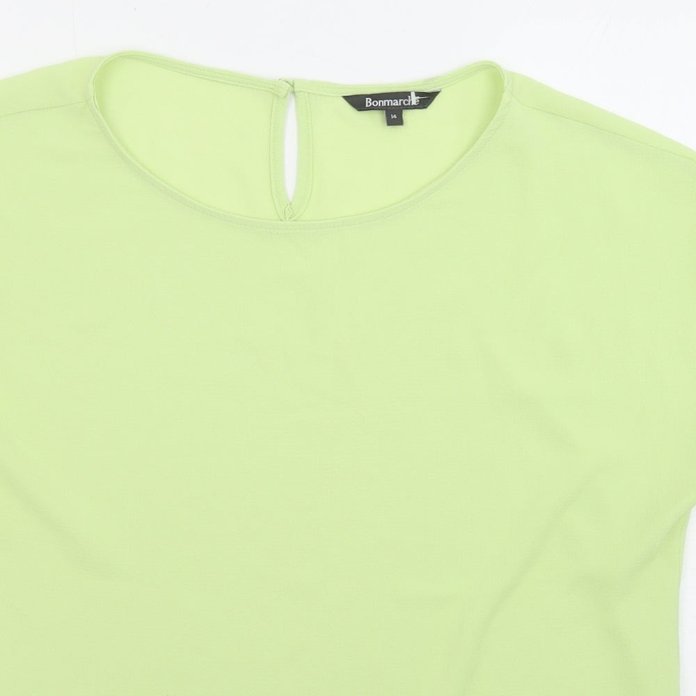 Bonmarché Womens Green Polyester Basic Blouse Size 14 Boat Neck