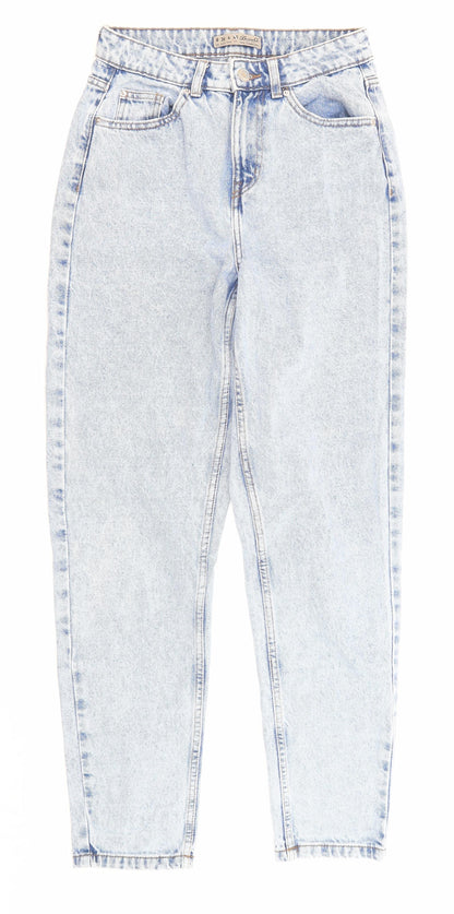Denim & Co. Womens Blue Cotton Straight Jeans Size 8 L29 in Regular Zip - Pockets