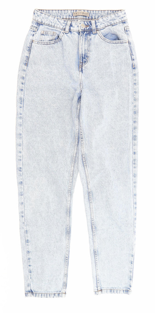 Denim & Co. Womens Blue Cotton Straight Jeans Size 8 L29 in Regular Zip - Pockets