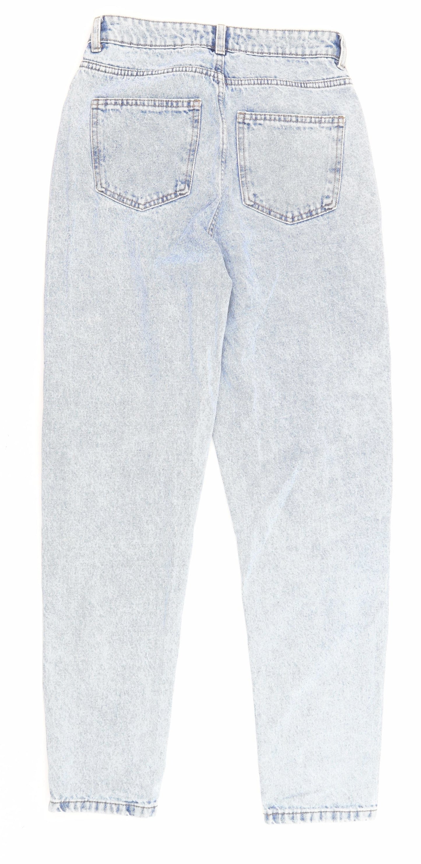 Denim & Co. Womens Blue Cotton Straight Jeans Size 8 L29 in Regular Zip - Pockets