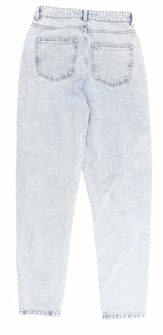 Denim & Co. Womens Blue Cotton Straight Jeans Size 8 L29 in Regular Zip - Pockets