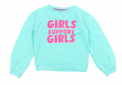 John Lewis Girls Green Cotton Pullover Sweatshirt Size 11 Years Pullover - Girls support girls