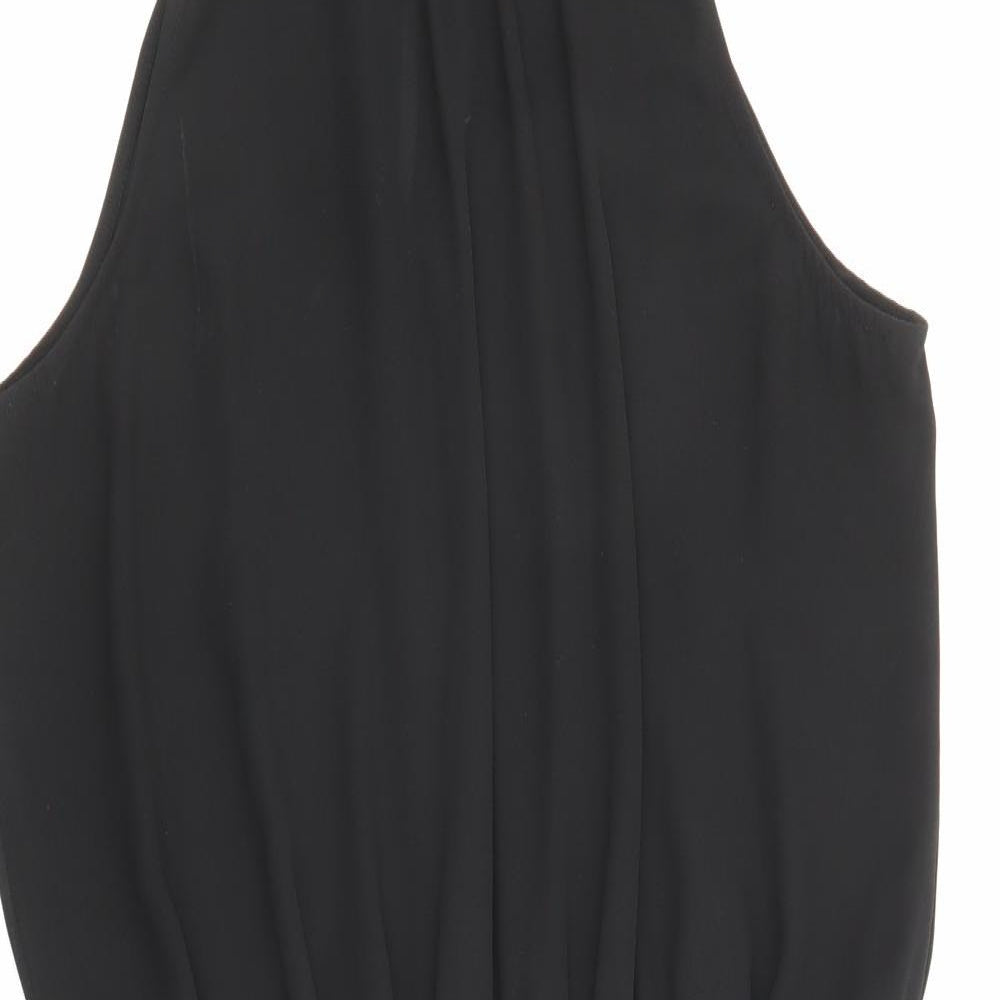 NEXT Womens Black Polyester A-Line Size 12 Halter Button - Embellished neckline