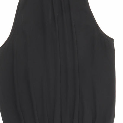 NEXT Womens Black Polyester A-Line Size 12 Halter Button - Embellished neckline
