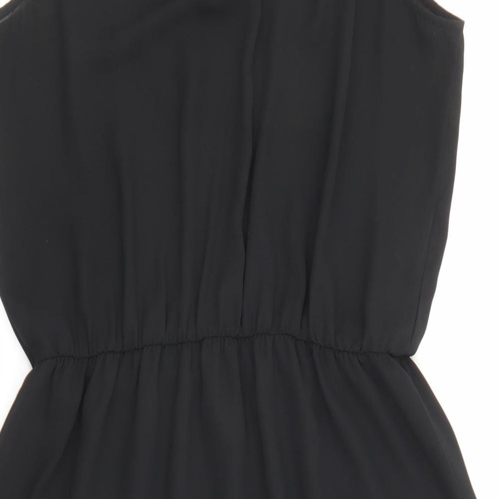 NEXT Womens Black Polyester A-Line Size 12 Halter Button - Embellished neckline