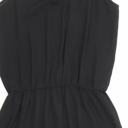 NEXT Womens Black Polyester A-Line Size 12 Halter Button - Embellished neckline