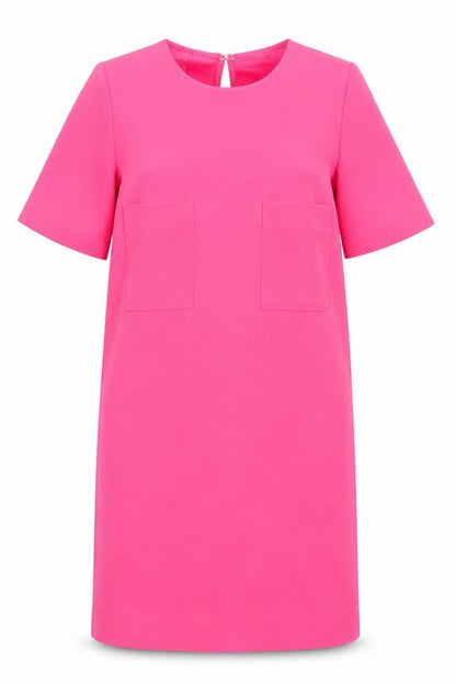 Mango Womens Pink Polyester Shift Size XS Scoop Neck Hook & Eye