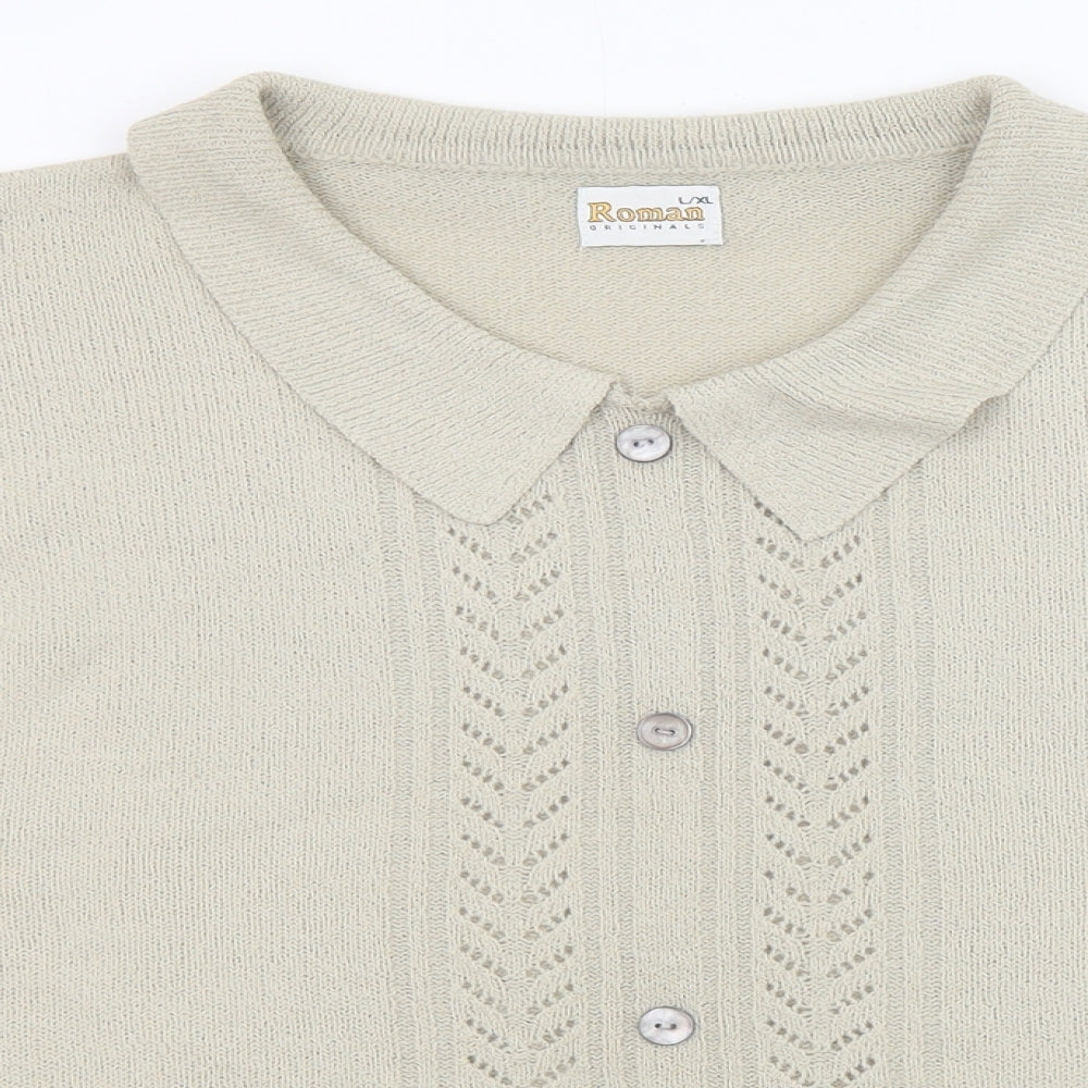 Womens UK Size L Roman Beige Cardigan Jumper