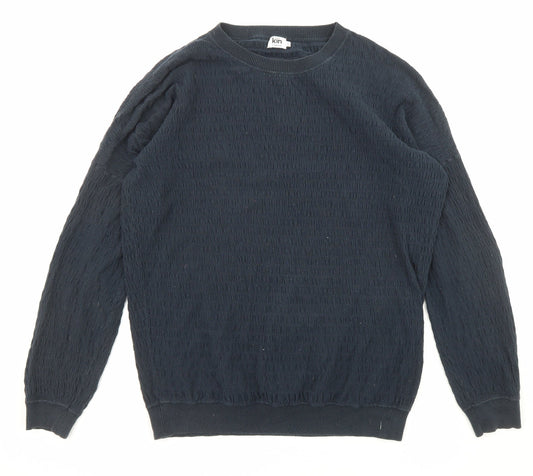 John Lewis Womens Blue Crew Neck Cotton Pullover Jumper Size S