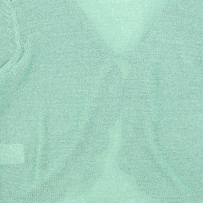 Nina Murati Womens Green V-Neck Polyester Cardigan Jumper Size L