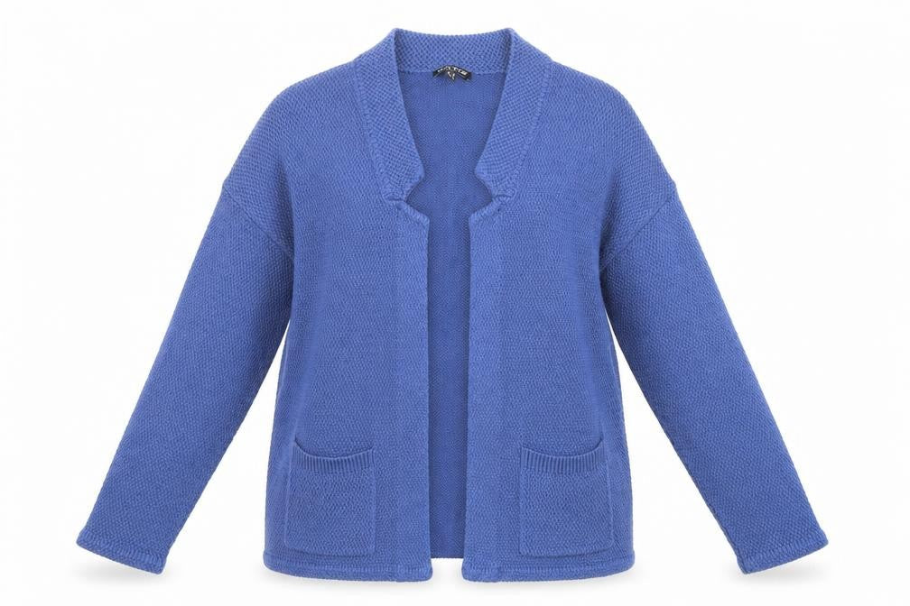 Womens UK Size 4 Marble Blue Cardigan Jumper