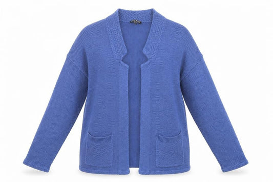 Womens UK Size 4 Marble Blue Cardigan Jumper